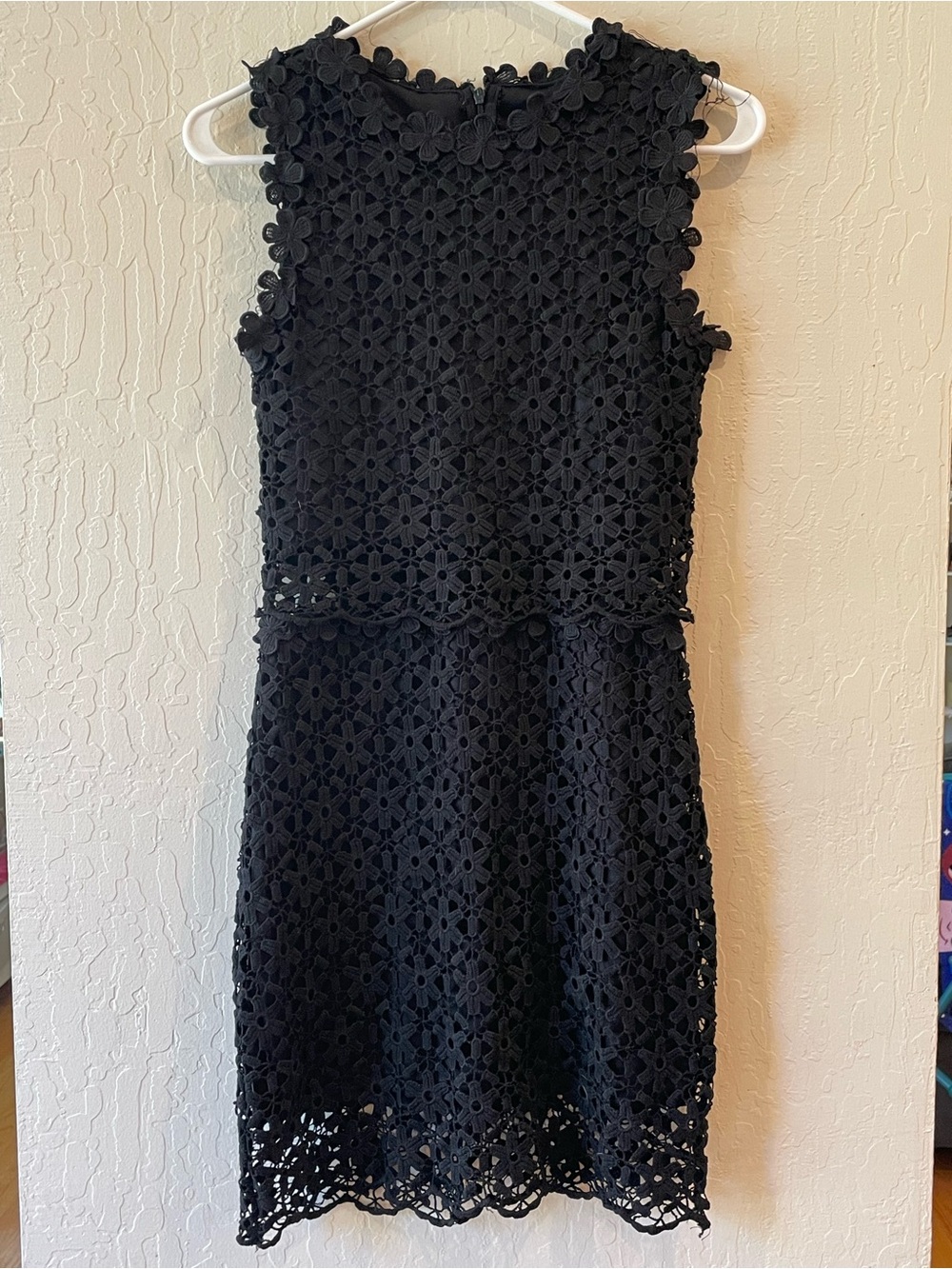 Black Floral Crochet Mini Dress - Sleeveless Elegant Design